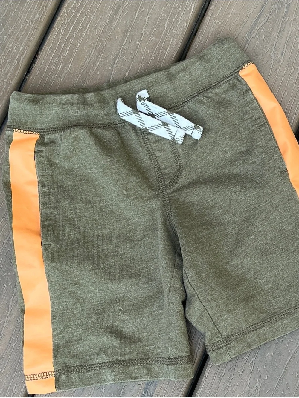Gymboree Army Green Orange Stripe Knit Shorts Drawstring Toddler Boys 4T